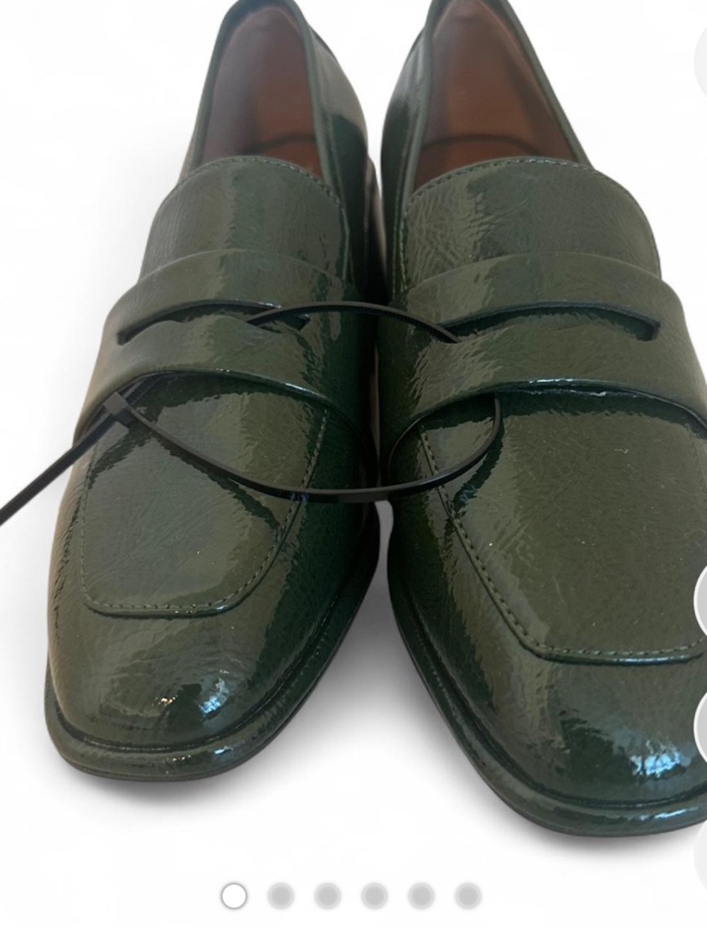 AEROSOLES Dark Green Patent Leather Penny Loafers